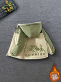 New Autumn/Winter -Lined Thickened Windproof Zipper Hooded Jacket for Girls, Korean-Style Fashionable Outerwear, Also Suitable for Boys, Featuring a Stylish Landscape Print Design