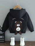 Boys' Autumn Bear Jacket, Lightweight Spring/Autumn Outfit, Stylish Hoodie, Casual Cute Top, Clothing for Boys