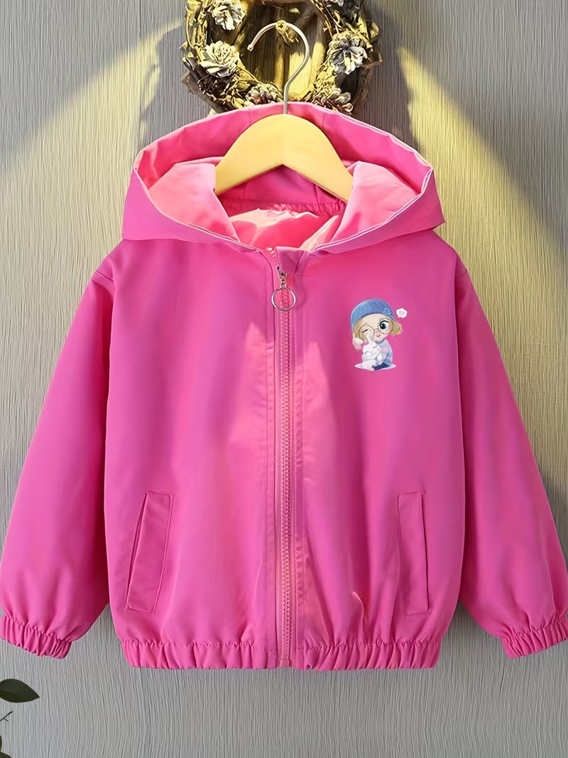 Korean-Style Casual Hooded Jacket for Little Girls, Suitable for Spring And Autumn, a Versatile Lightweight Coat