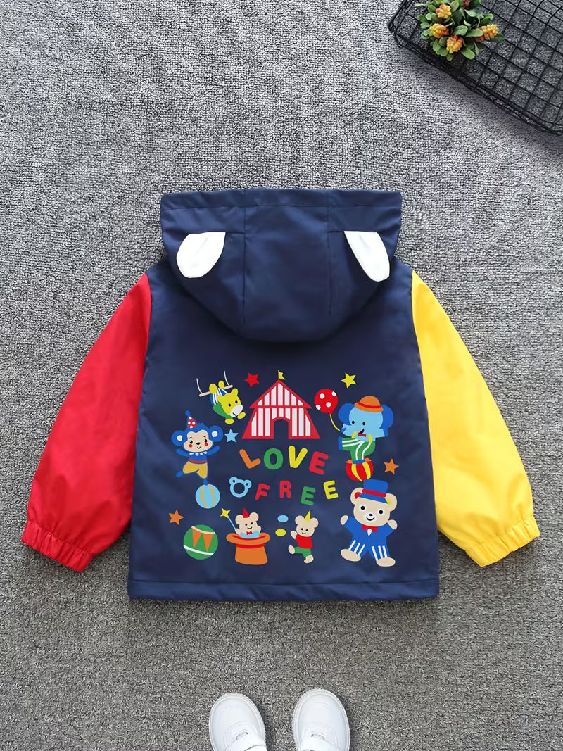 Spring/Autumn New Comfortable Versatile Trendy Korean Style Loose Zipper Hooded Design Girls' Jacket for Toddlers and Kids Outdoor Play Cute Outfit