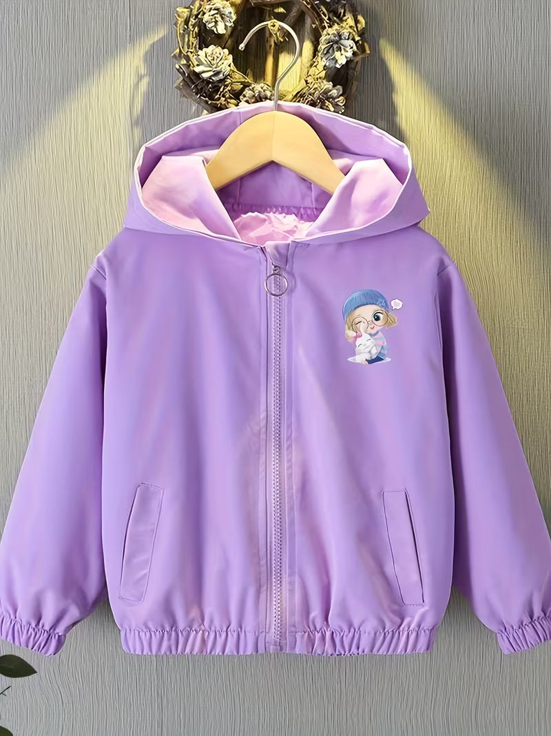 Korean-Style Casual Hooded Jacket for Little Girls, Suitable for Spring And Autumn, a Versatile Lightweight Coat