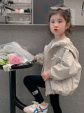Spring/Autumn New Arrival Comfortable and Versatile Trendy Korean Style Loose Fit Zipper Hooded Jacket for Toddlers and Young Children, Outdoor Outing and Playwear with Bow Decoration