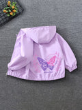 Spring And Autumn New Style Hooded Jacket for Older Girls, Featuring a Versatile Cartoon Leaf And Butterfly Print, Casual And Fashionable with a Loose Fit
