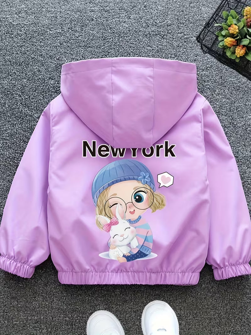 Korean-Style Casual Hooded Jacket for Little Girls, Suitable for Spring And Autumn, a Versatile Lightweight Coat