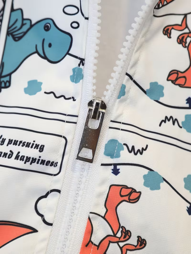 Spring/Autumn New Style Jacket for Girls, Korean-Style Versatile Fashionable Simple Cartoon All-Over Print Trendy Cool Little Pterosaur, Unisex Trendy Item, Loose Fit