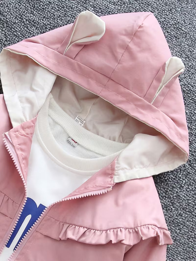 New Spring And Autumn Stylish And Comfortable Jacket for Girls, Perfect for Outdoor Activities And Casual Outings, Featuring a Cute Print Design for Young Children