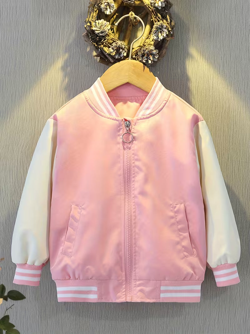 Girls' Baseball Jersey Spring/Autumn Style Jacket Girly Top Cartoon Print Versatile Jacket
