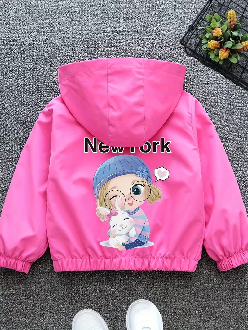 Korean-Style Casual Hooded Jacket for Little Girls, Suitable for Spring And Autumn, a Versatile Lightweight Coat