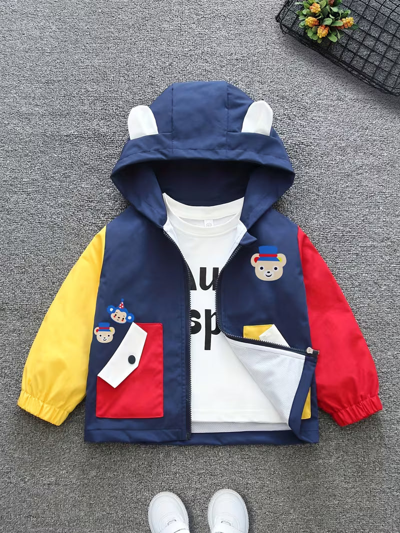 Spring/Autumn New Comfortable Versatile Trendy Korean Style Loose Zipper Hooded Design Girls' Jacket for Toddlers and Kids Outdoor Play Cute Outfit