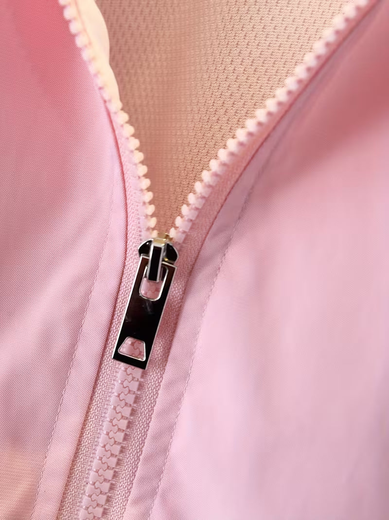 Spring/Autumn New Comfortable Versatile Fashion Korean Style Loose Girls' Hooded Jacket, Zipper Trendy Cute Print Design, Exquisite Outdoor