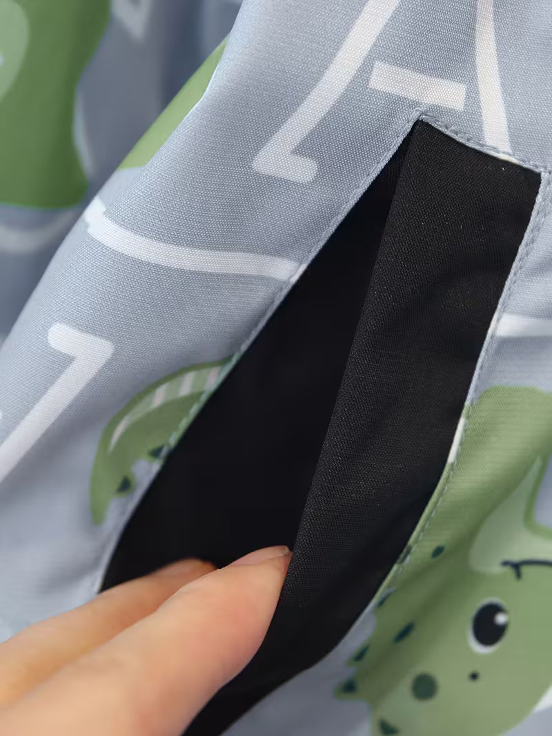 Korean-style Versatile and Fashionable Cartoon-printed Label-patched Horizontal Stripe Dragon Hooded Jacket for Girls, Unisex Outerwear Jacket