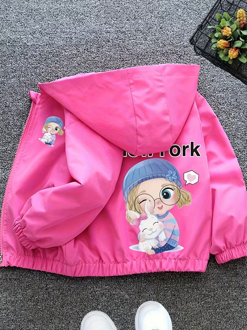Korean-Style Casual Hooded Jacket for Little Girls, Suitable for Spring And Autumn, a Versatile Lightweight Coat