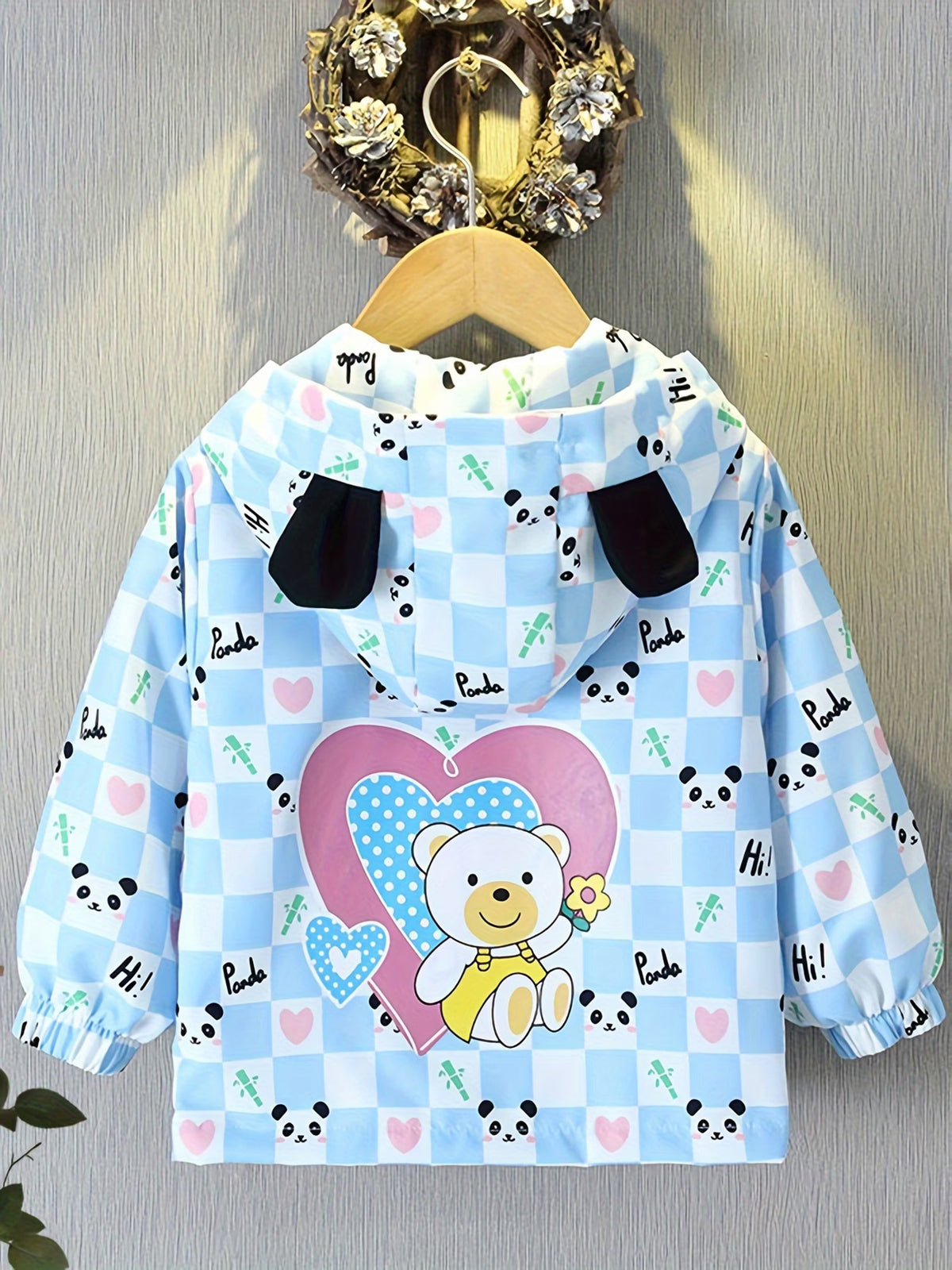 Boys And Girls, Spring And Autumn Outerwear, Cartoon All-Over Print Panda Hooded Windbreaker, Cute And Stylish Top, Trendy