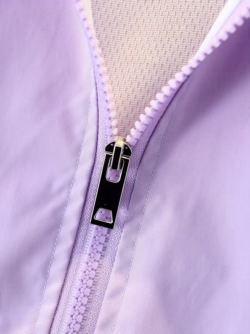 Spring/Autumn New Comfortable Versatile Fashion Korean Style Loose Girls' Hooded Jacket, Zipper Trendy Cute Print Design, Exquisite Outdoor