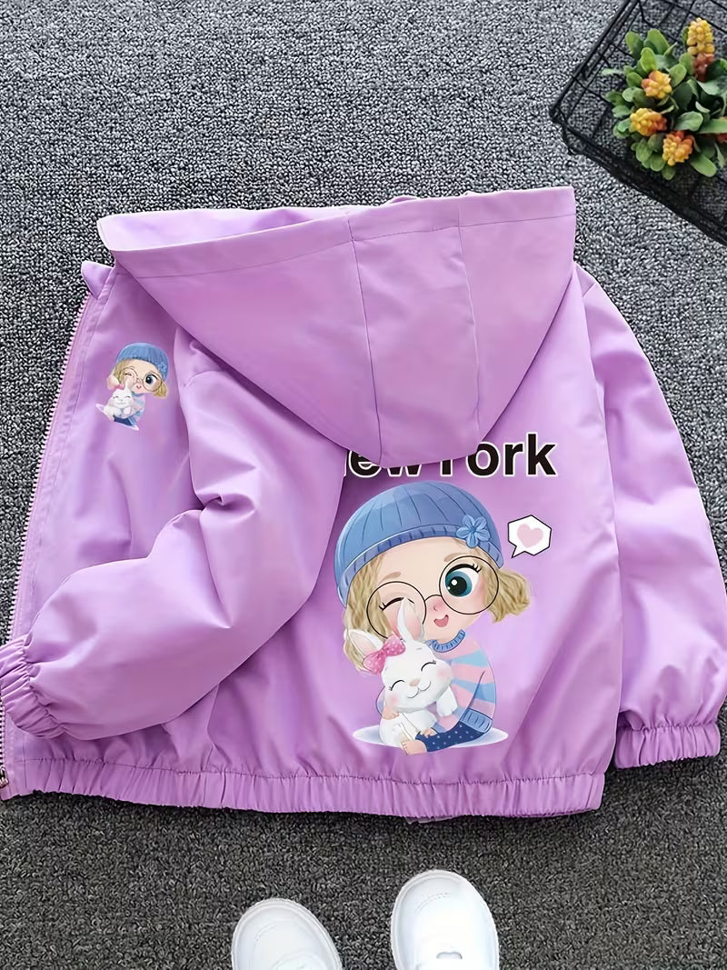 Korean-Style Casual Hooded Jacket for Little Girls, Suitable for Spring And Autumn, a Versatile Lightweight Coat