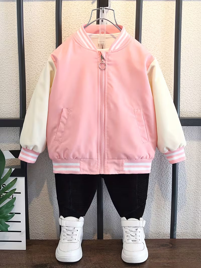 Girls' Baseball Jersey Spring/Autumn Style Jacket Girly Top Cartoon Print Versatile Jacket