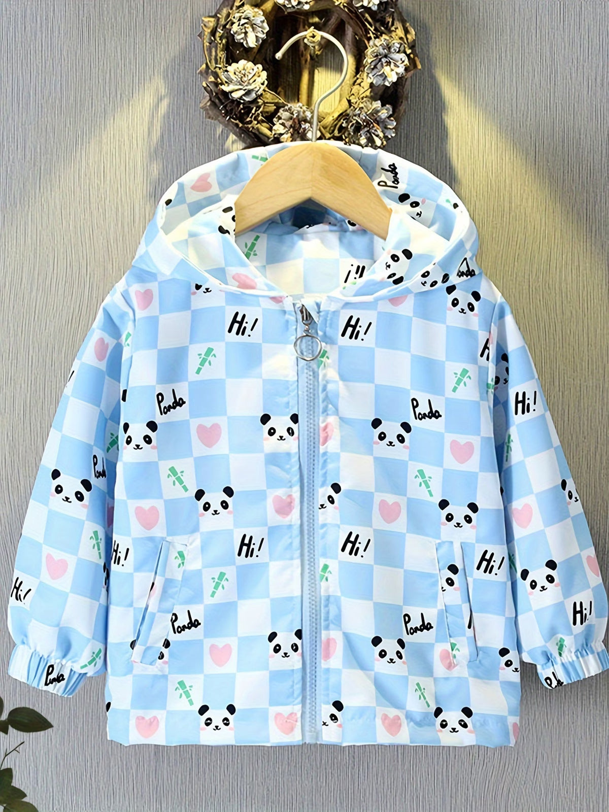 Boys And Girls, Spring And Autumn Outerwear, Cartoon All-Over Print Panda Hooded Windbreaker, Cute And Stylish Top, Trendy