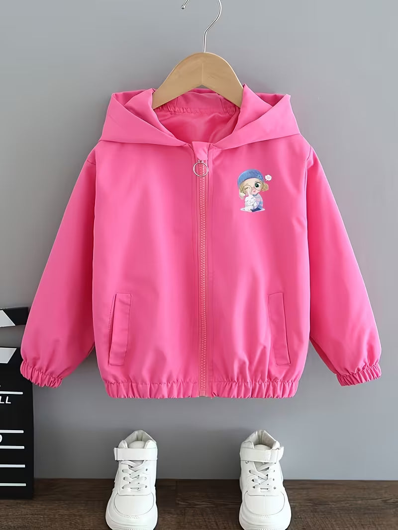 Korean-Style Casual Hooded Jacket for Little Girls, Suitable for Spring And Autumn, a Versatile Lightweight Coat