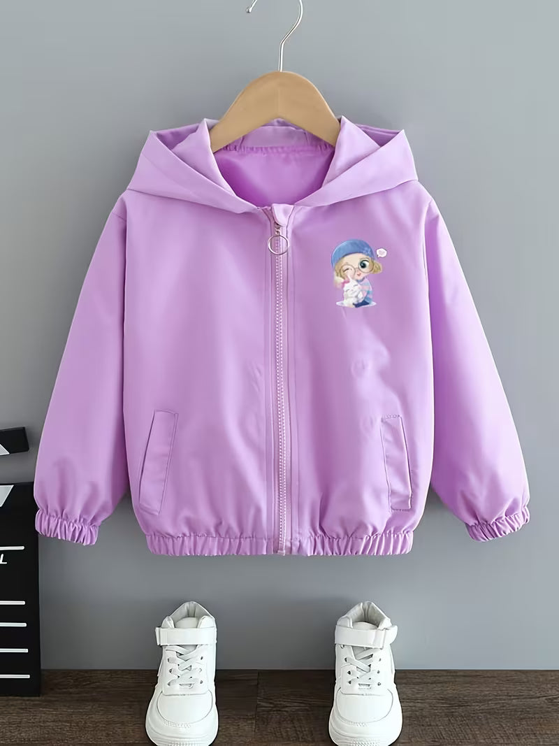 Korean-Style Casual Hooded Jacket for Little Girls, Suitable for Spring And Autumn, a Versatile Lightweight Coat