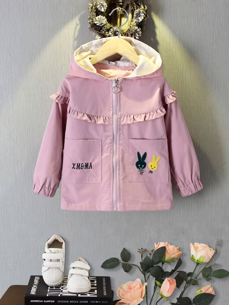 New Spring And Autumn Stylish And Comfortable Jacket for Girls, Perfect for Outdoor Activities And Casual Outings, Featuring a Cute Print Design for Young Children