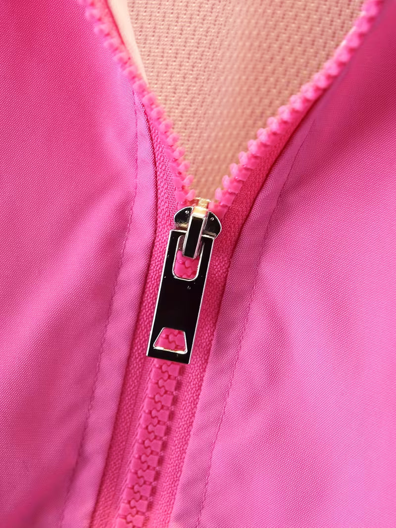 New Spring And Autumn Comfortable And Versatile Casual Outdoor Jacket for Girls, Featuring a Loose Fit, Stylish Design, Zip-Up Hood, Breathable Fabric, And Print Patterns