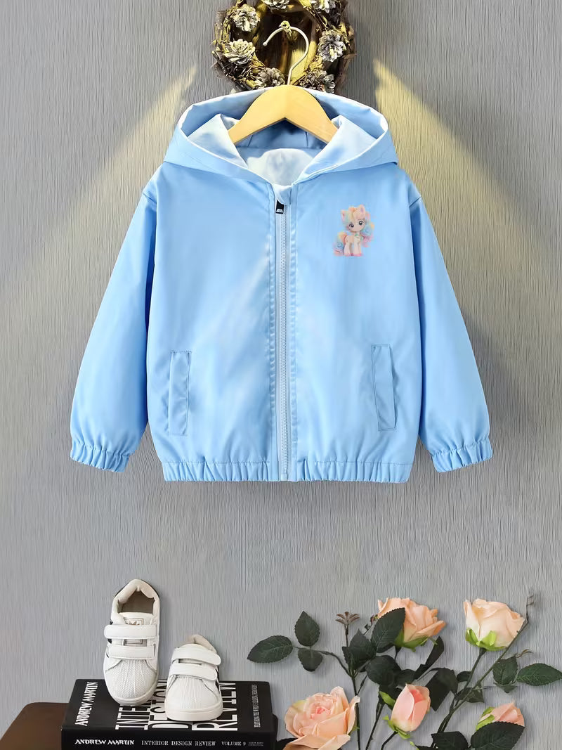Spring/Autumn New Fashion Casual Outdoor Comfortable Versatile Korean Style Loose Zipper Hooded Cute Print Decor Trendy