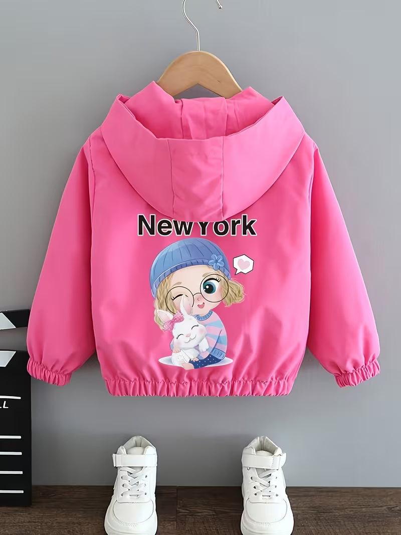 Korean-Style Casual Hooded Jacket for Little Girls, Suitable for Spring And Autumn, a Versatile Lightweight Coat