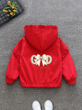 Girls' Spring/Autumn Jacket with Cartoon Butterfly Print, New Stylish Children's Spring Outerwear, Fashionable Casual Jacket Top, Spring Windbreaker