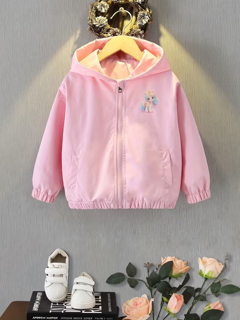 Spring/Autumn New Fashion Casual Outdoor Comfortable Versatile Korean Style Loose Zipper Hooded Cute Print Decor Trendy