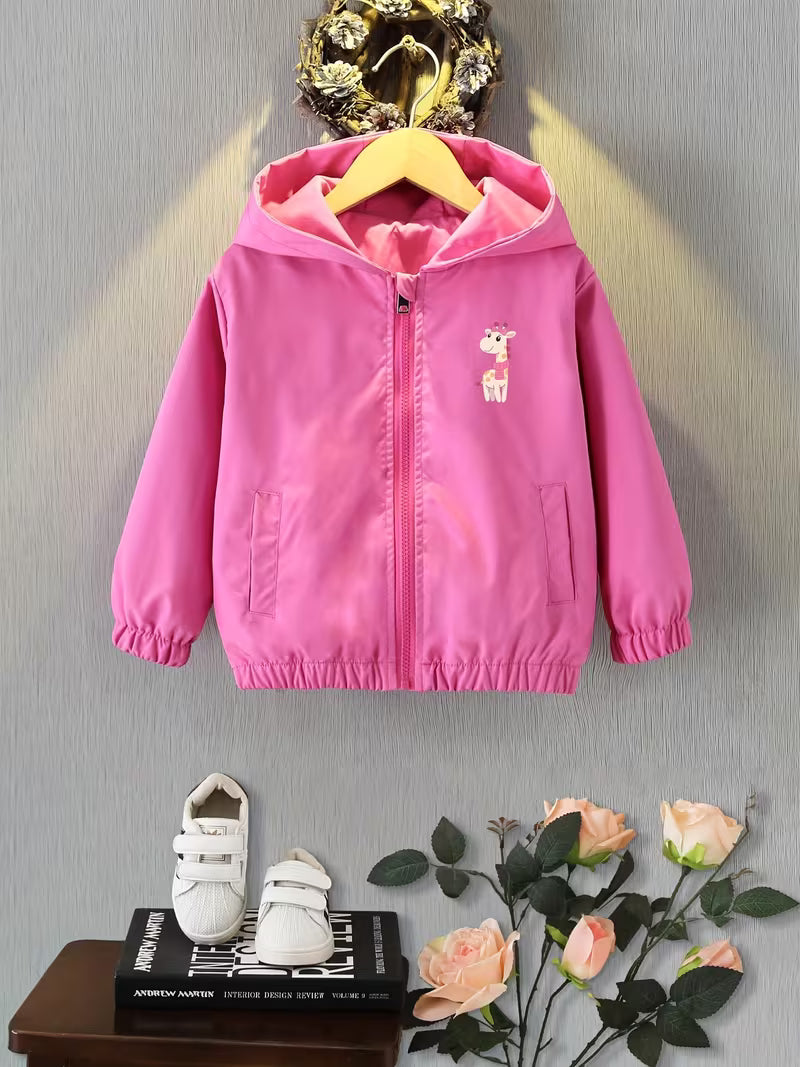 New Spring And Autumn Comfortable And Versatile Casual Outdoor Jacket for Girls, Featuring a Loose Fit, Stylish Design, Zip-Up Hood, Breathable Fabric, And Print Patterns