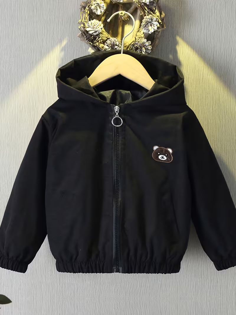 Boys' Autumn Bear Jacket, Lightweight Spring/Autumn Outfit, Stylish Hoodie, Casual Cute Top, Clothing for Boys