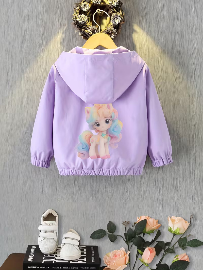 Spring/Autumn New Fashion Casual Outdoor Comfortable Versatile Korean Style Loose Zipper Hooded Cute Print Decor Trendy