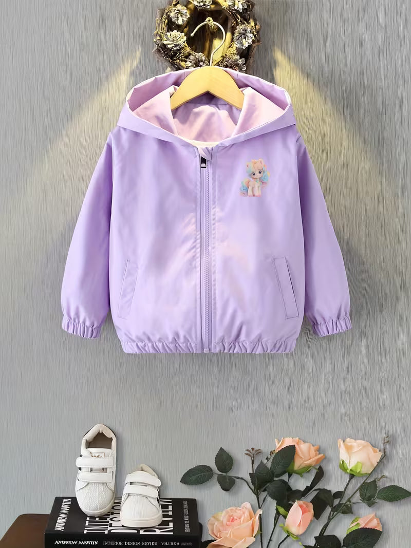Spring/Autumn New Fashion Casual Outdoor Comfortable Versatile Korean Style Loose Zipper Hooded Cute Print Decor Trendy