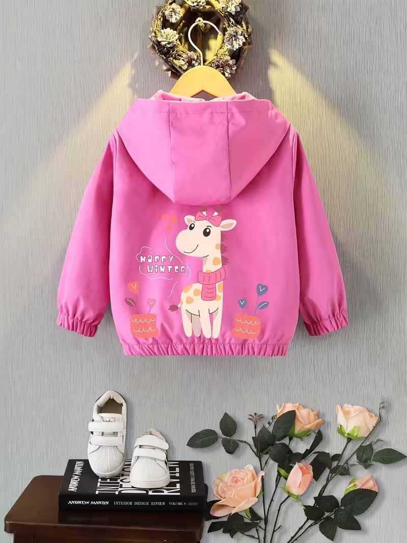 New Spring And Autumn Comfortable And Versatile Casual Outdoor Jacket for Girls, Featuring a Loose Fit, Stylish Design, Zip-Up Hood, Breathable Fabric, And Print Patterns